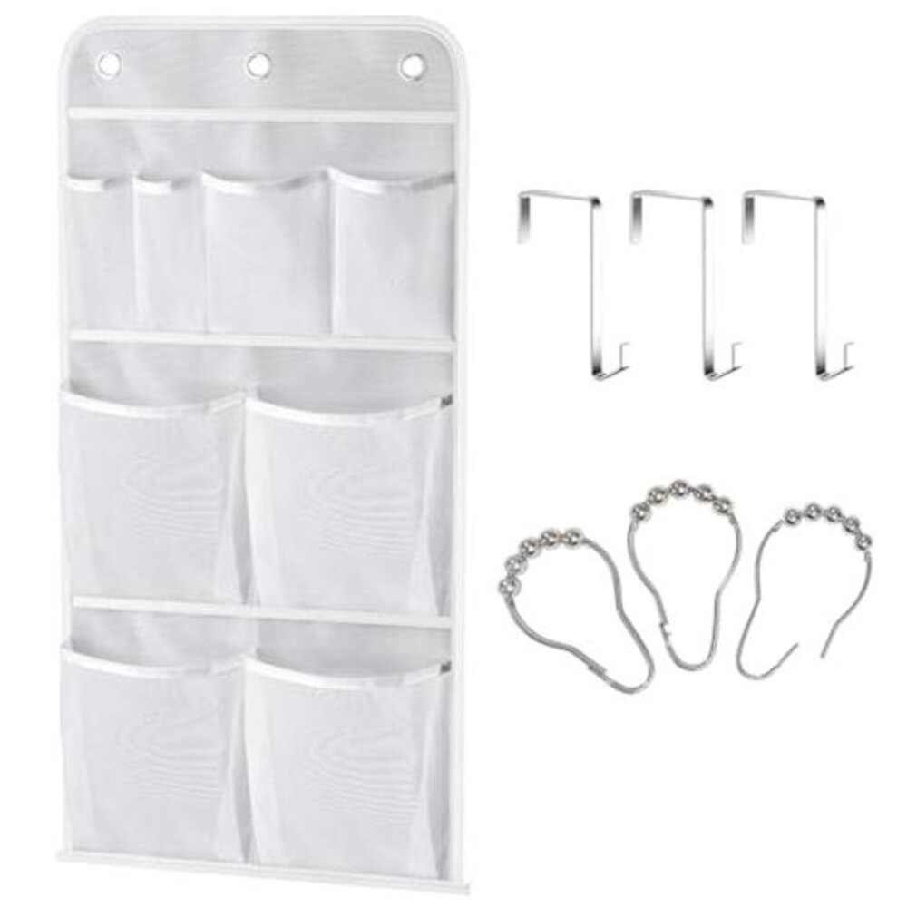 Hanging Shower Organizer Mesh Bathroom Caddy Over Door Pockets Storage Holder